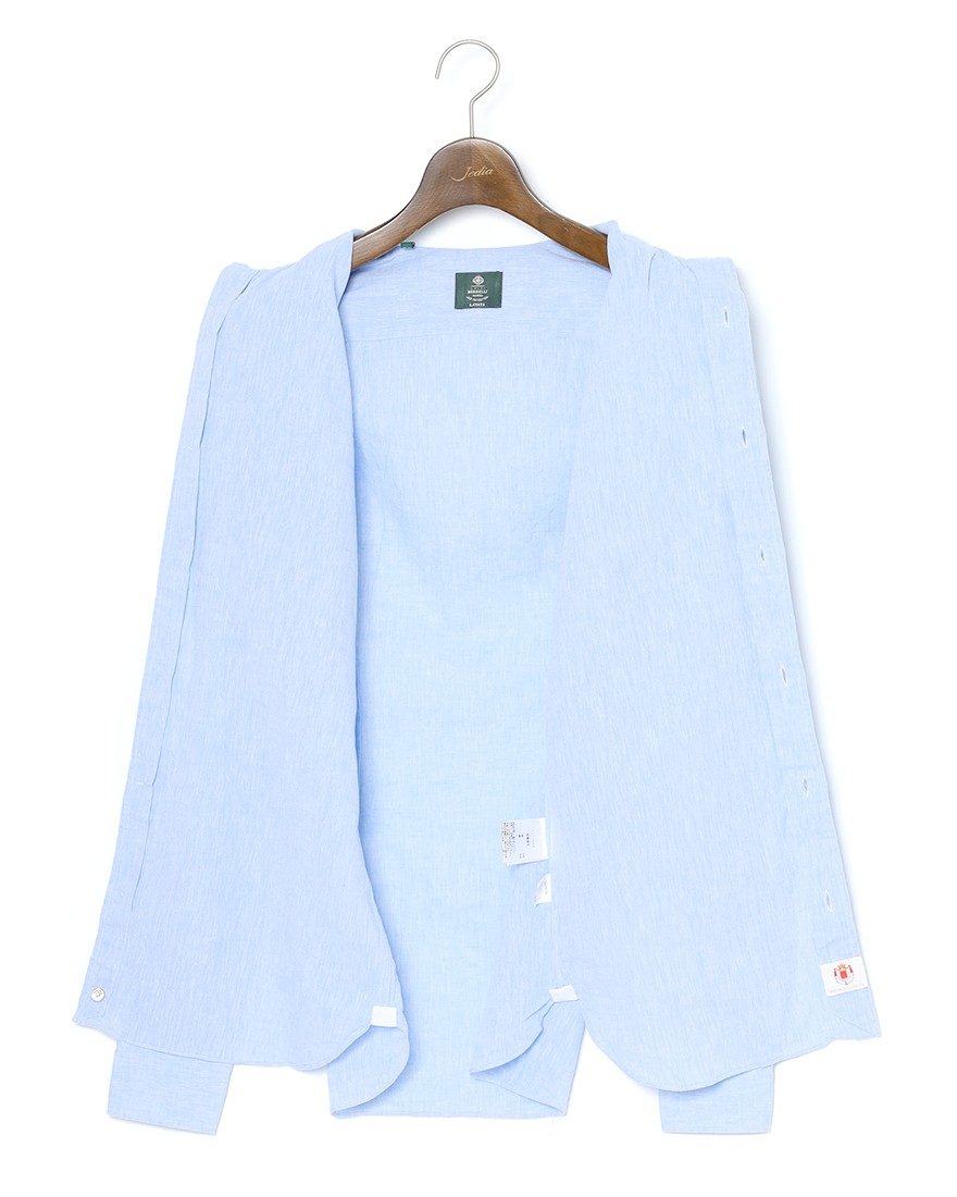 LUIGI BORRELLIリネンコットン セミワイドカラーシャツ【LUCIANO/ルチアーノ】10l