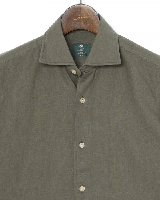 LUIGI BORRELLIリネンコットン セミワイドカラーシャツ【LUCIANO/ルチアーノ】06l