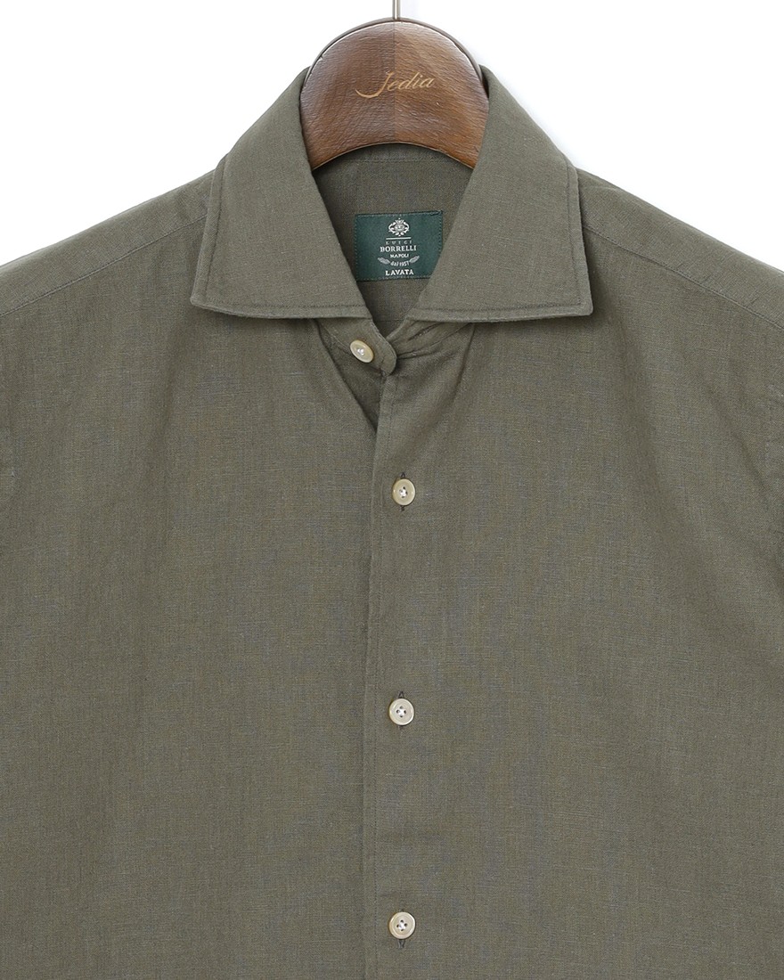 LUIGI BORRELLIリネンコットン セミワイドカラーシャツ【LUCIANO/ルチアーノ】06l
