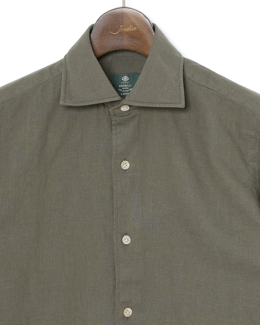 LUIGI BORRELLIリネンコットン セミワイドカラーシャツ【LUCIANO/ルチアーノ】07l