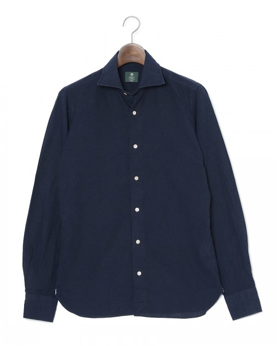 LUIGI BORRELLIリネンコットン セミワイドカラーシャツ【LUCIANO/ルチアーノ】