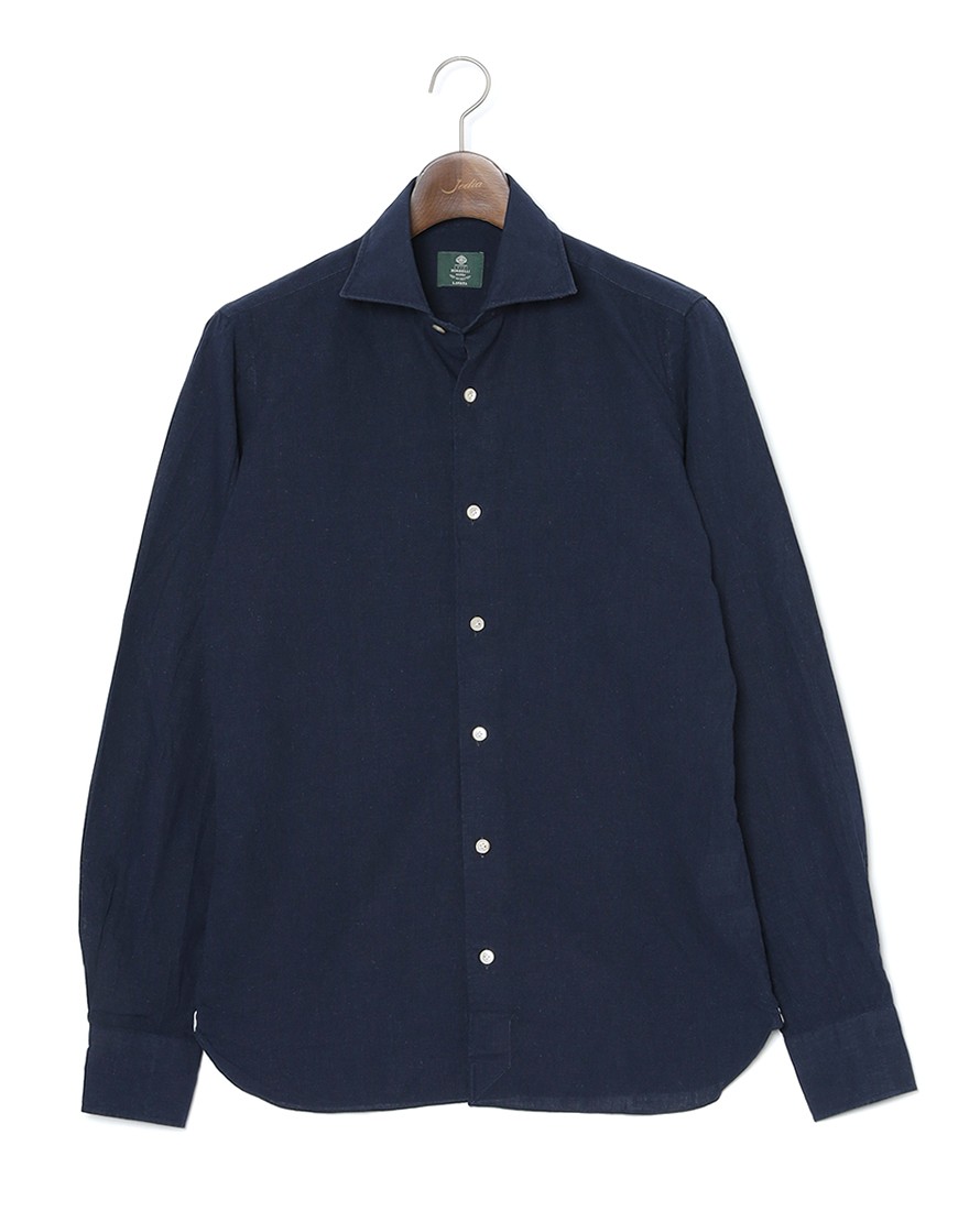 LUIGI BORRELLIリネンコットン セミワイドカラーシャツ【LUCIANO/ルチアーノ】