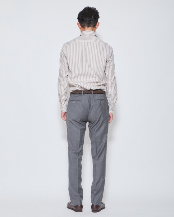 ERRICO FORMICOLAブラウンストライプ レギュラーカラーシャツ【HUGO】03l