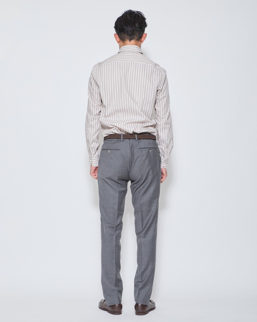 ERRICO FORMICOLAブラウンストライプ レギュラーカラーシャツ【HUGO】03l