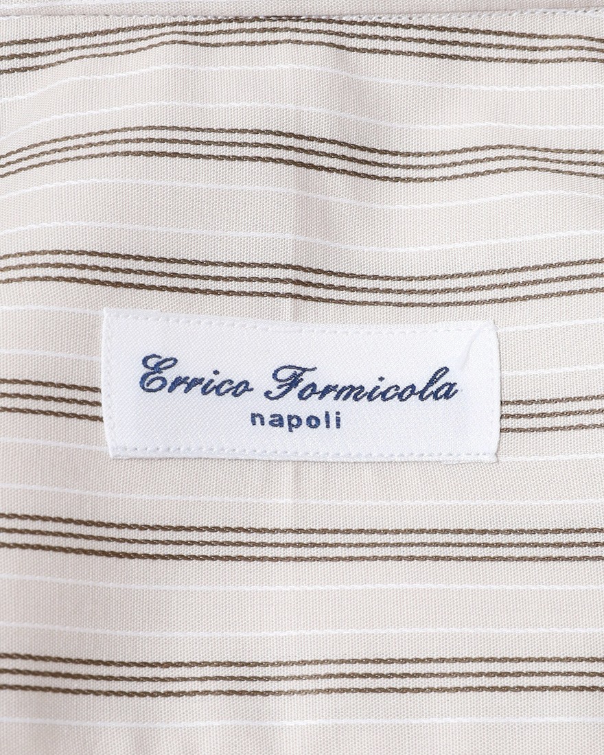 ERRICO FORMICOLAブラウンストライプ レギュラーカラーシャツ【HUGO】12l