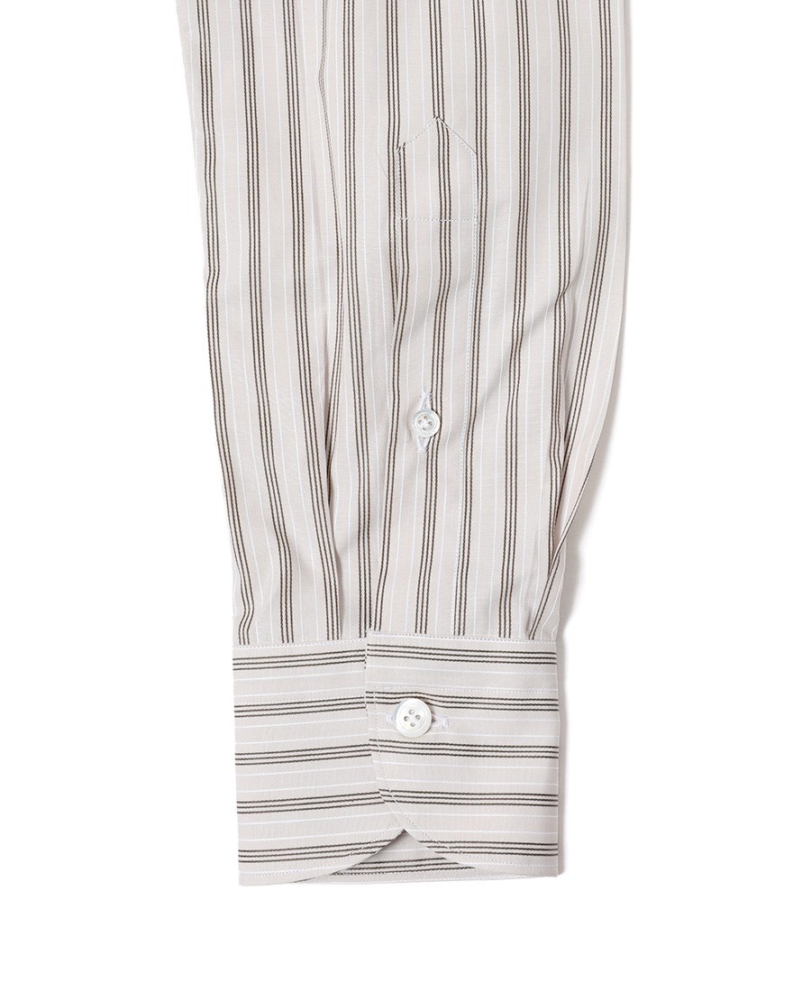 ERRICO FORMICOLAブラウンストライプ レギュラーカラーシャツ【HUGO】14l