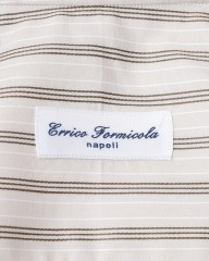ERRICO FORMICOLAブラウンストライプ レギュラーカラーシャツ【HUGO】mb_12l