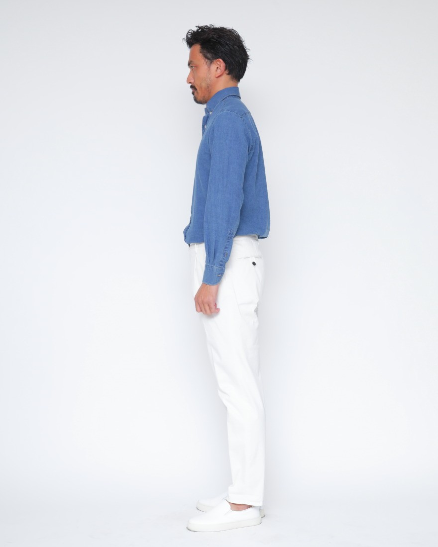 ERRICO FORMICOLAコットンリネン シャンブレー BDシャツ【LUCA】17l