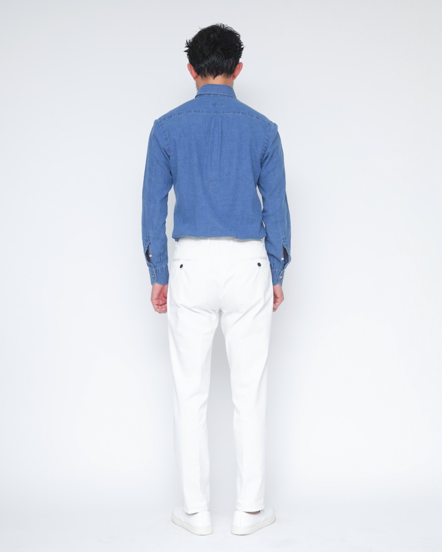 ERRICO FORMICOLAコットンリネン シャンブレー BDシャツ【LUCA】18l