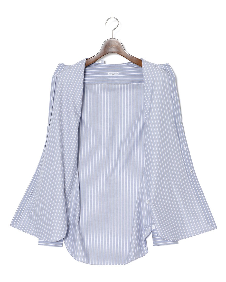 ERRICO FORMICOLAブルーストライプ レギュラーカラーシャツ【HUGO】11l