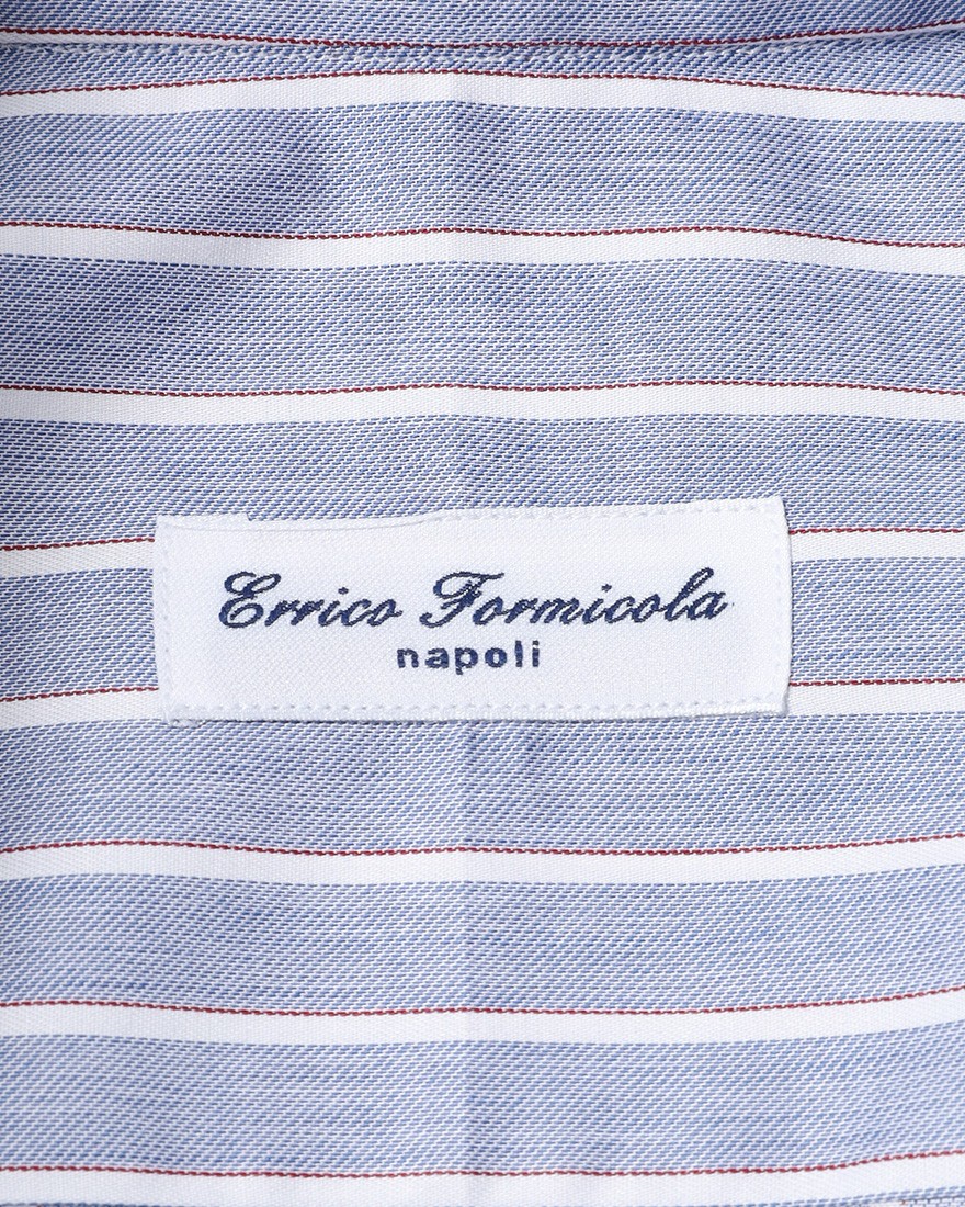 ERRICO FORMICOLAブルーストライプ レギュラーカラーシャツ【HUGO】12l