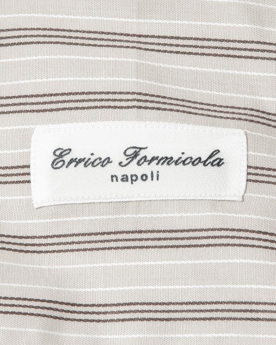 ERRICO FORMICOLAベージュ ストライプ タブカラーシャツ 【HUMPHREY】10l