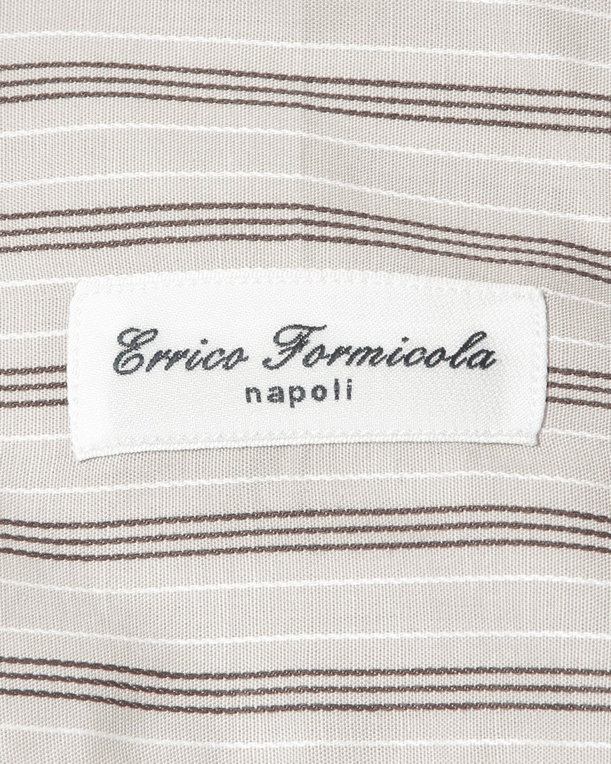 ERRICO FORMICOLAベージュ ストライプ タブカラーシャツ 【HUMPHREY】10l