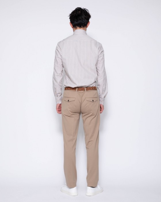 ERRICO FORMICOLAベージュ ストライプ タブカラーシャツ 【HUMPHREY】19l