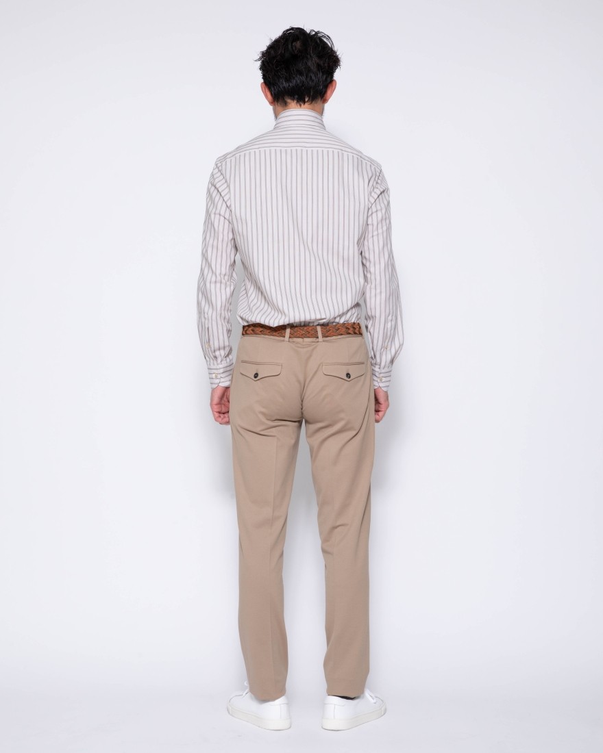ERRICO FORMICOLAベージュ ストライプ タブカラーシャツ 【HUMPHREY】19l