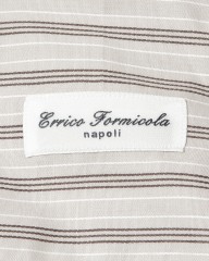 ERRICO FORMICOLAベージュ ストライプ タブカラーシャツ 【HUMPHREY】mb_10l
