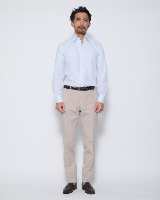 ERRICO FORMICOLAコットンリネン レギュラーカラーシャツ【HUGO】21l