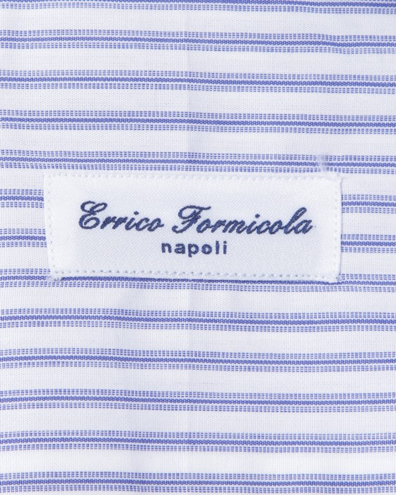 ERRICO FORMICOLAホワイト ストライプ タブカラー シャツ 【HUMPHREY】08l
