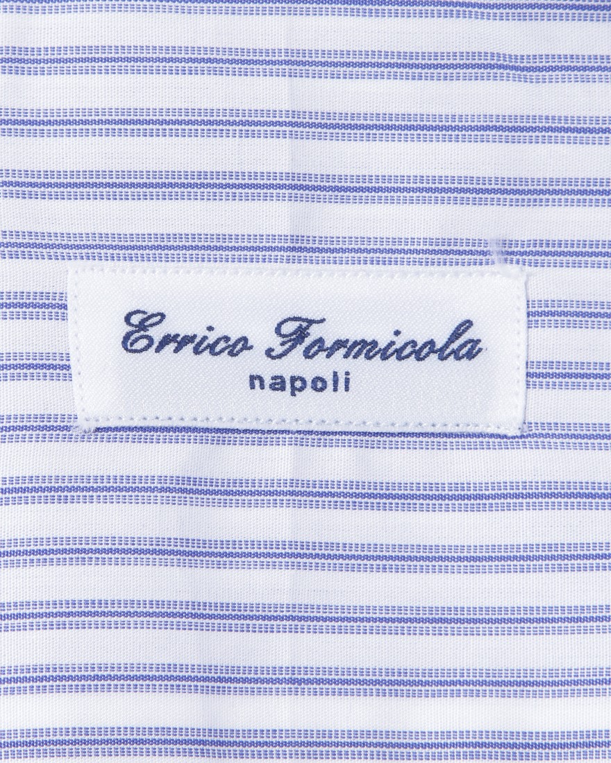 ERRICO FORMICOLAホワイト ストライプ タブカラー シャツ 【HUMPHREY】08l