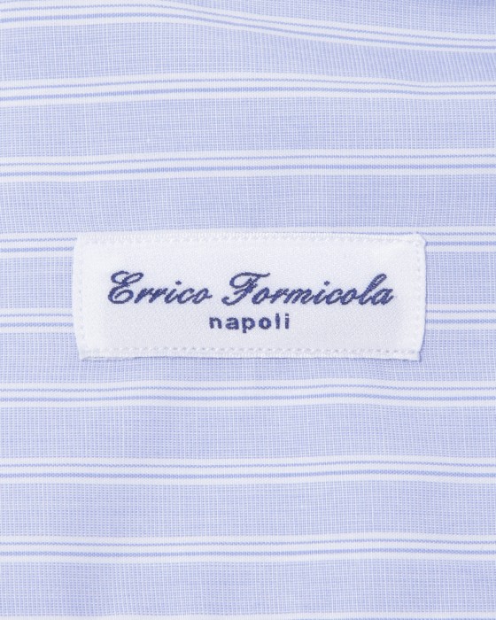 ERRICO FORMICOLAブルー ストライプ タブカラーシャツ 【HUMPHREY】09l