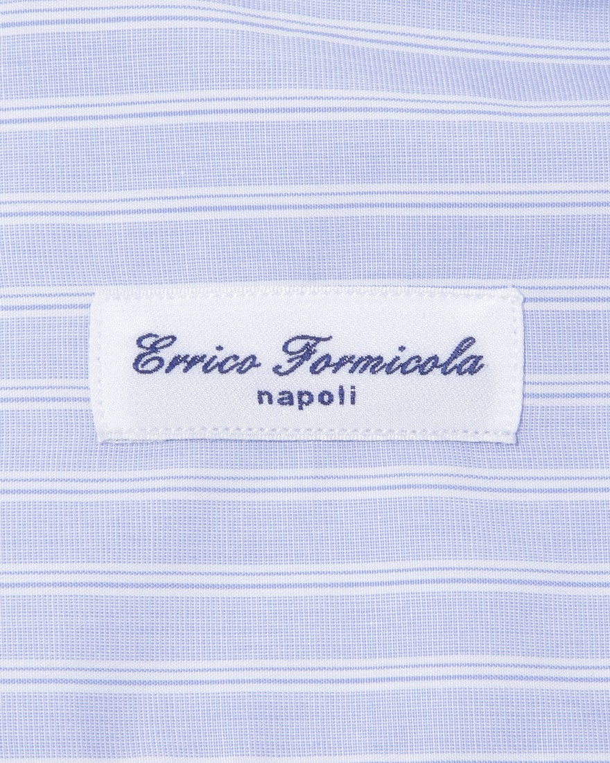 ERRICO FORMICOLAブルー ストライプ タブカラーシャツ 【HUMPHREY】09l