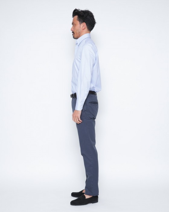ERRICO FORMICOLAブルー ストライプ タブカラーシャツ 【HUMPHREY】17l