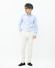 ERRICO FORMICOLAブルー ストライプ タブカラーシャツ 【HUMPHREY】mb_ma
