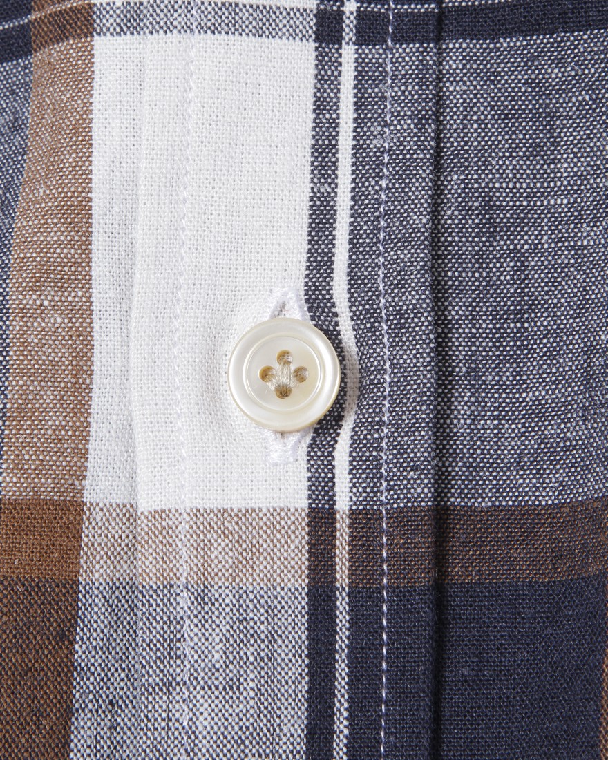 ERRICO FORMICOLAコットンリネン ホワイトチェック BDシャツ【LUCA】06l