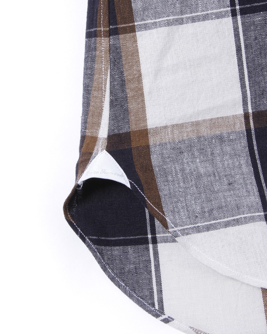 ERRICO FORMICOLAコットンリネン ホワイトチェック BDシャツ【LUCA】07l