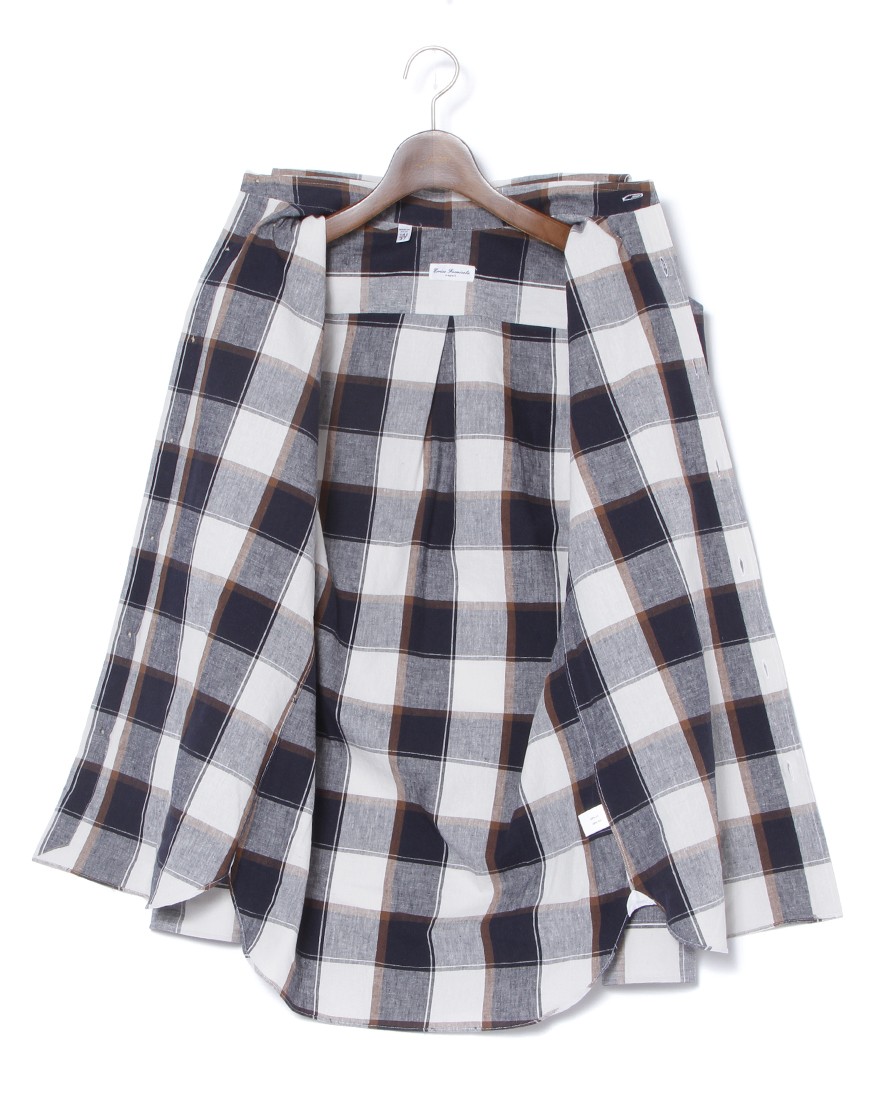 ERRICO FORMICOLAコットンリネン ホワイトチェック BDシャツ【LUCA】08l