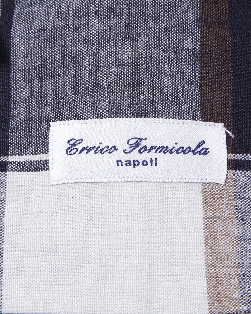 ERRICO FORMICOLAコットンリネン ホワイトチェック BDシャツ【LUCA】09l