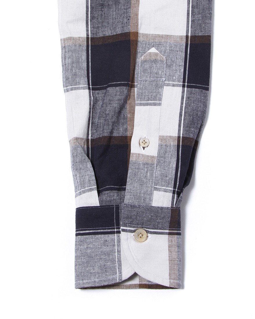 ERRICO FORMICOLAコットンリネン ホワイトチェック BDシャツ【LUCA】11l