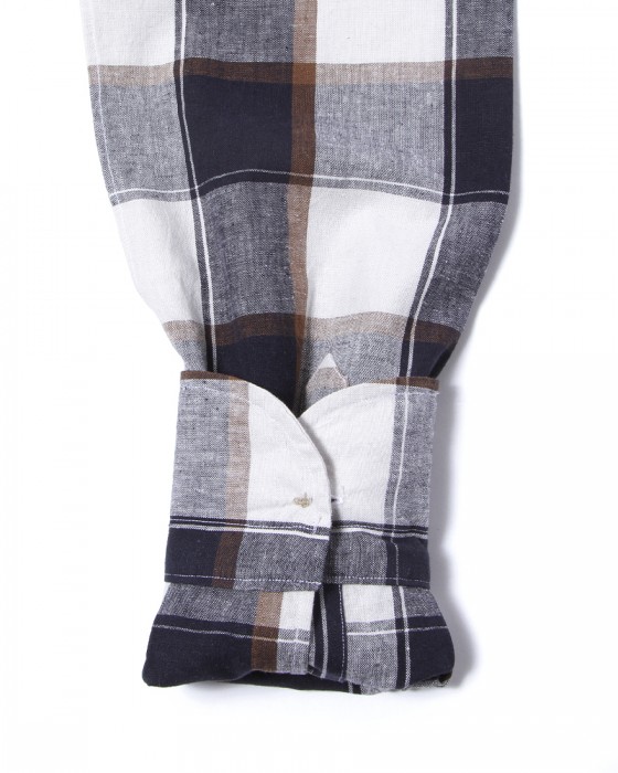 ERRICO FORMICOLAコットンリネン ホワイトチェック BDシャツ【LUCA】12l