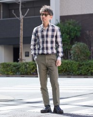 ERRICO FORMICOLAコットンリネン ホワイトチェック BDシャツ【LUCA】mb_ma