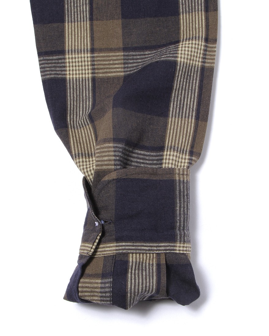 ERRICO FORMICOLAコットンリネン ネイビーチェック BDシャツ【LUCA】12l