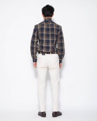 ERRICO FORMICOLAコットンリネン ネイビーチェック BDシャツ【LUCA】mb_18l
