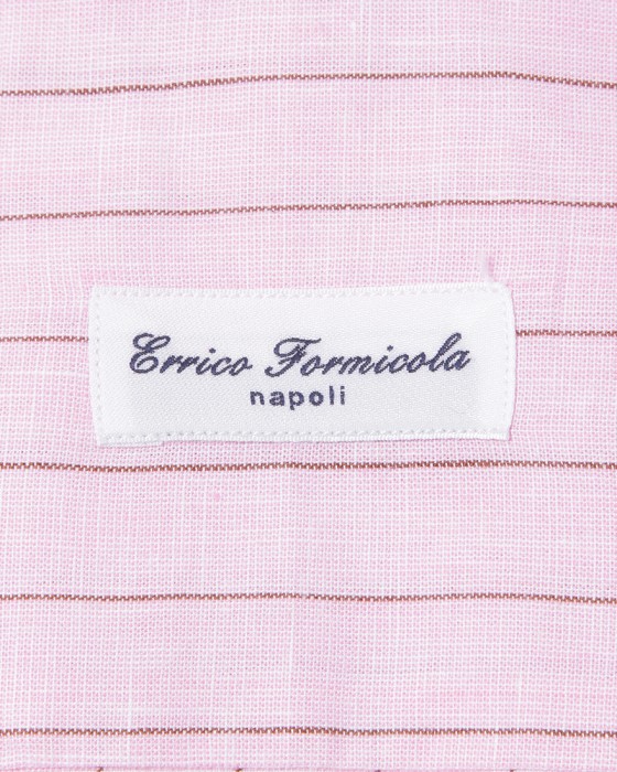 ERRICO FORMICOLAコットンリネン ストライプ レギュラーカラーシャツ【HUGO】09l