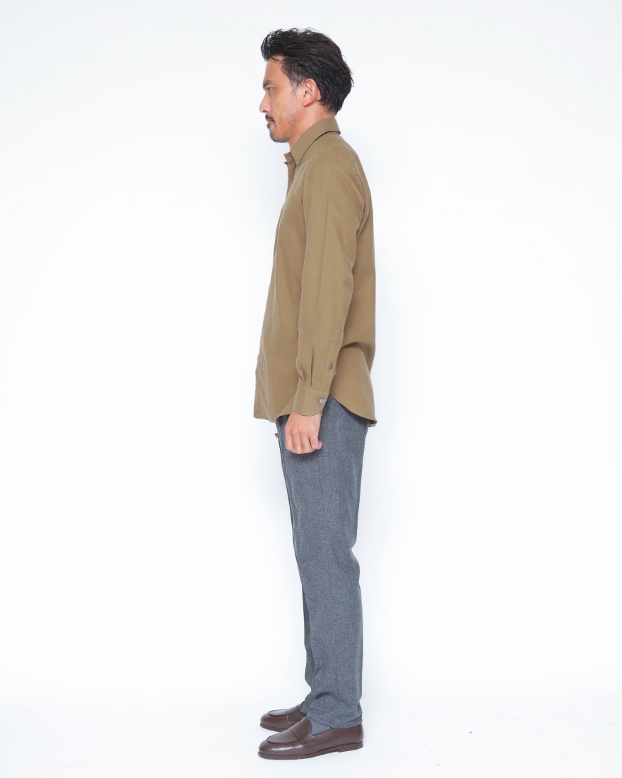 ERRICO FORMICOLA起毛コットンツイル レギュラーカラーシャツ【HUGO】02l
