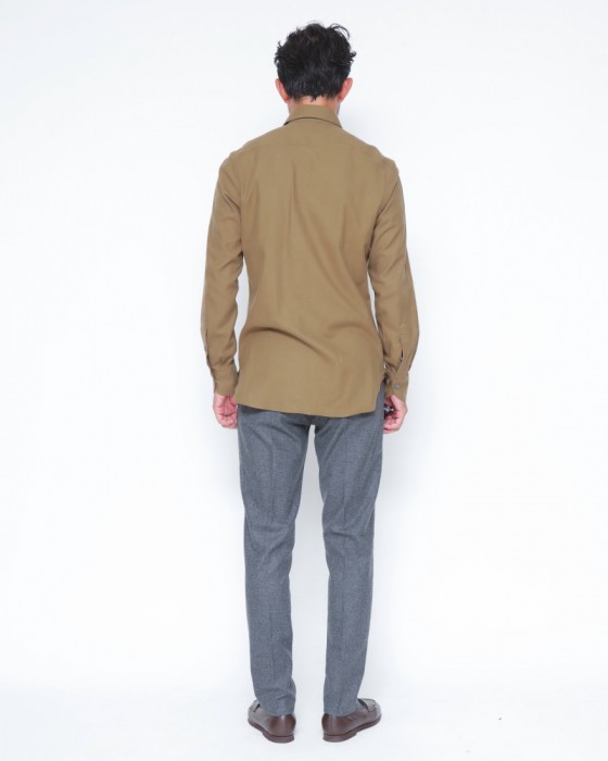 ERRICO FORMICOLA起毛コットンツイル レギュラーカラーシャツ【HUGO】03l