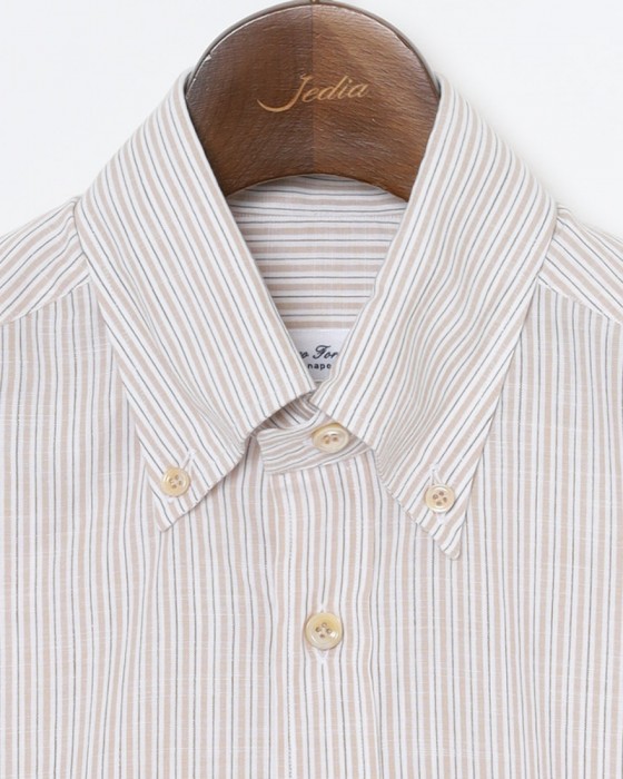 ERRICO FORMICOLAリネンコットン ストライプ BDシャツ【LUCA】06l