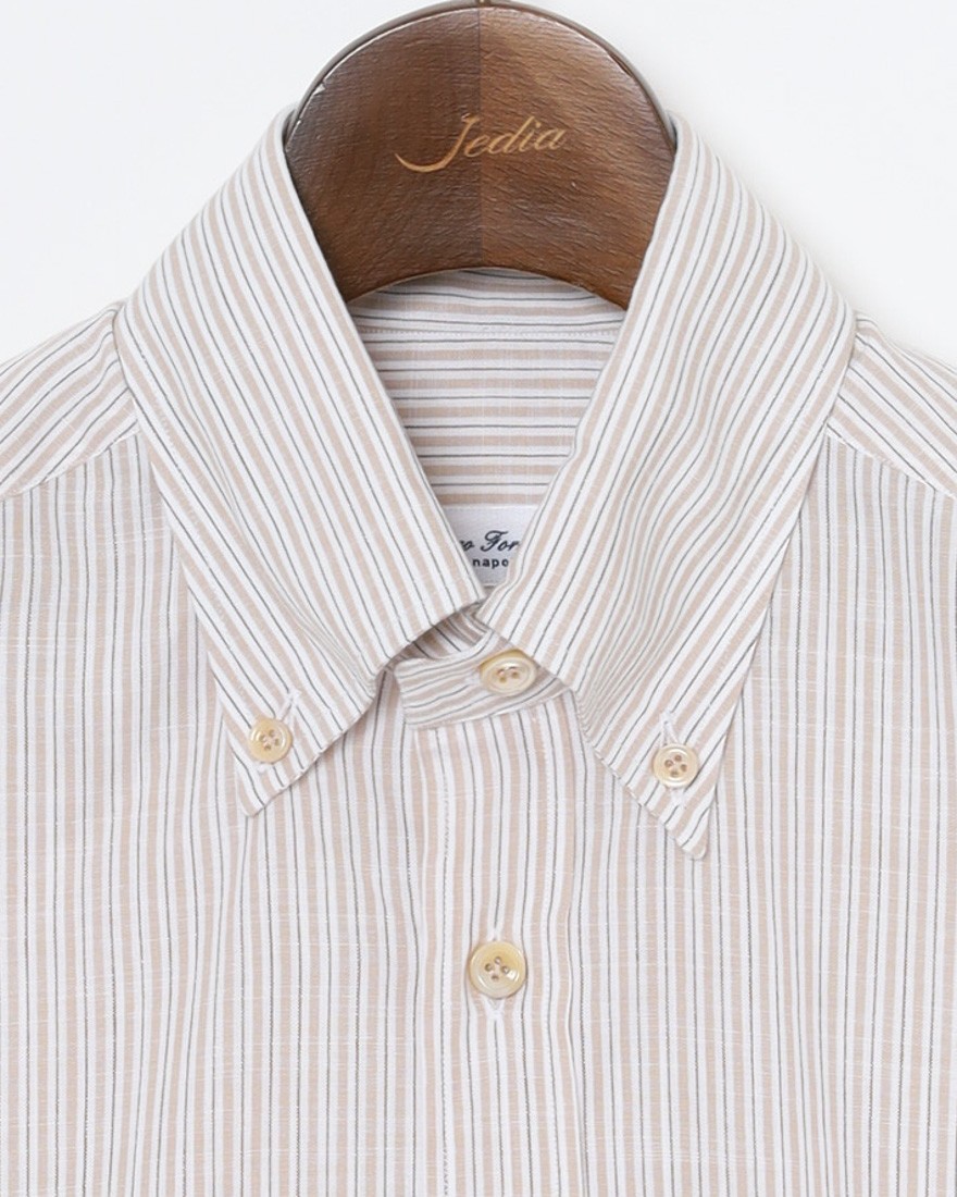 ERRICO FORMICOLAリネンコットン ストライプ BDシャツ【LUCA】06l