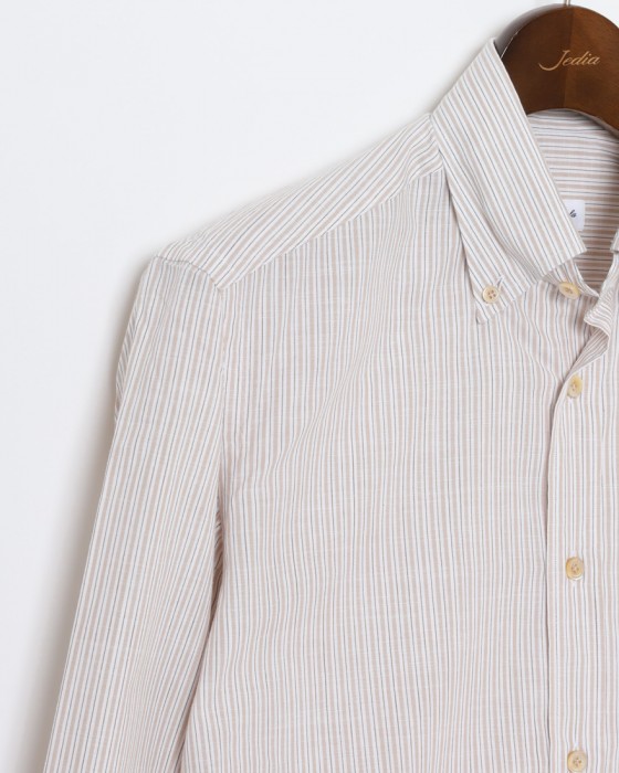 ERRICO FORMICOLAリネンコットン ストライプ BDシャツ【LUCA】10l