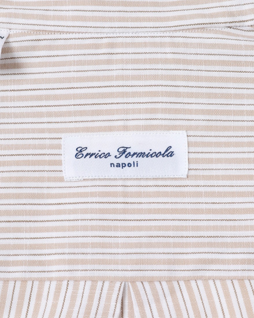 ERRICO FORMICOLAリネンコットン ストライプ BDシャツ【LUCA】12l