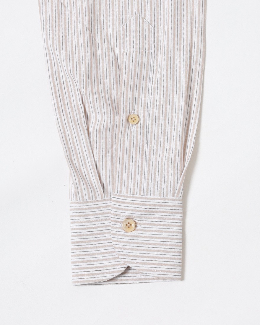 ERRICO FORMICOLAリネンコットン ストライプ BDシャツ【LUCA】14l