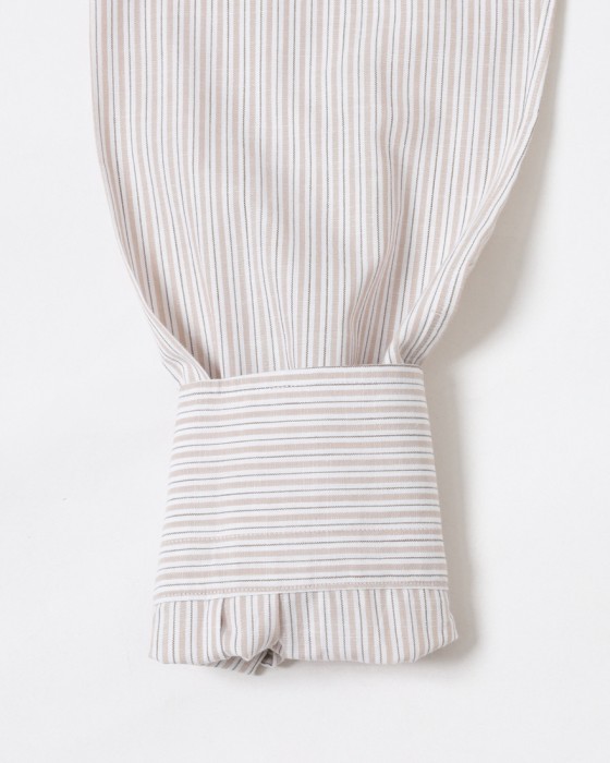 ERRICO FORMICOLAリネンコットン ストライプ BDシャツ【LUCA】15l