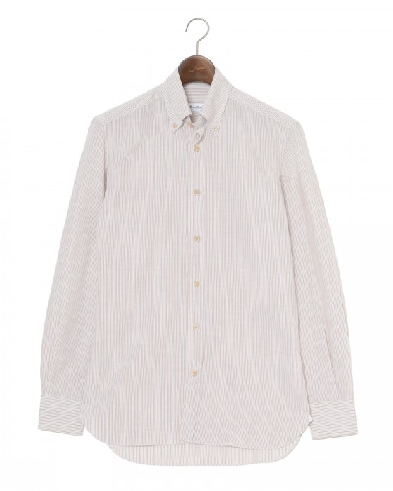 ERRICO FORMICOLAリネンコットン ストライプ BDシャツ【LUCA】c0
