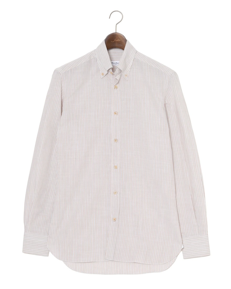 ERRICO FORMICOLAリネンコットン ストライプ BDシャツ【LUCA】c0