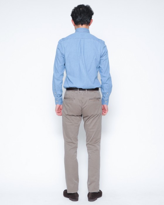 ERRICO FORMICOLAライトインディゴ コットンシャンブレー BDシャツ【LUCA】03l