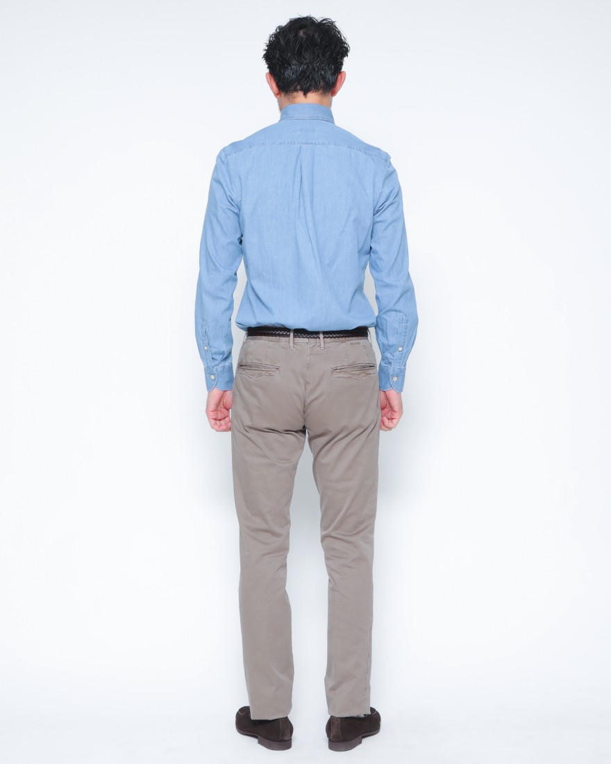 ERRICO FORMICOLAライトインディゴ コットンシャンブレー BDシャツ【LUCA】03l