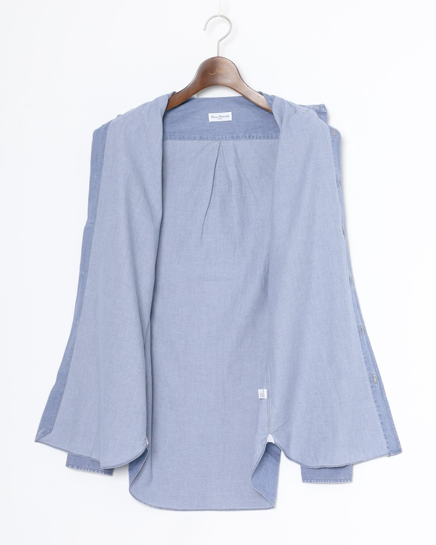 ERRICO FORMICOLAライトインディゴ コットンシャンブレー BDシャツ【LUCA】12l